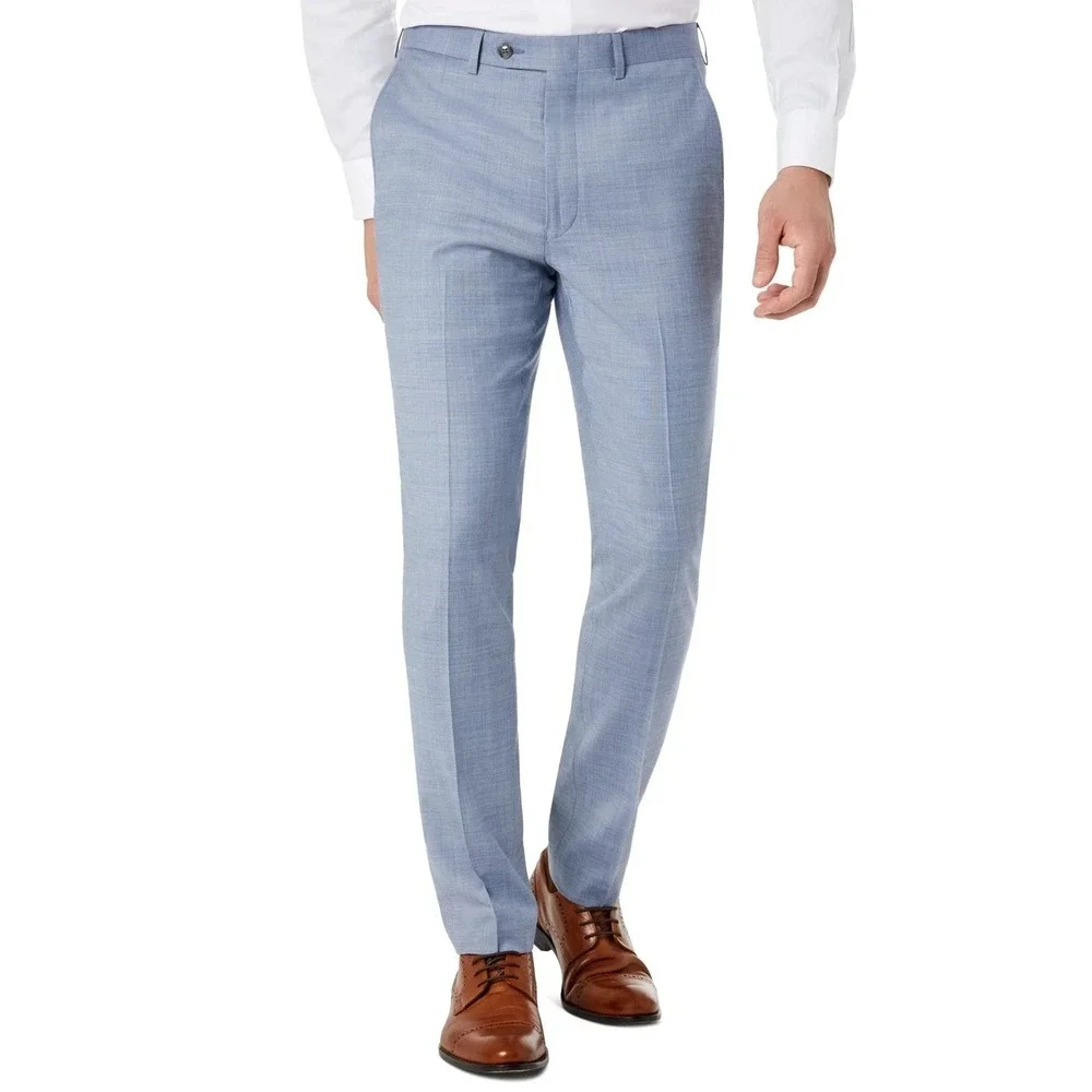 Calvin Klein Mens Skinny fit Dress Pants 34W 32L Light Blue Solid Stretch